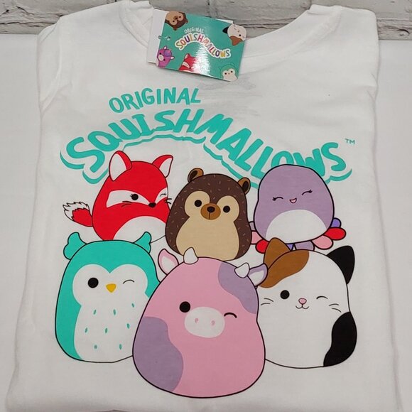 SQUISHMALLOWS 'PUFFY CRITTERS' SHORT-SLEEVE GRAPHIC TEE WHITE SILHOUETTE FRONT - Picture 1 of 14